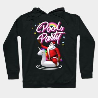 Christmas Santa Claus Unicorn Float Pool Party Gift Hoodie